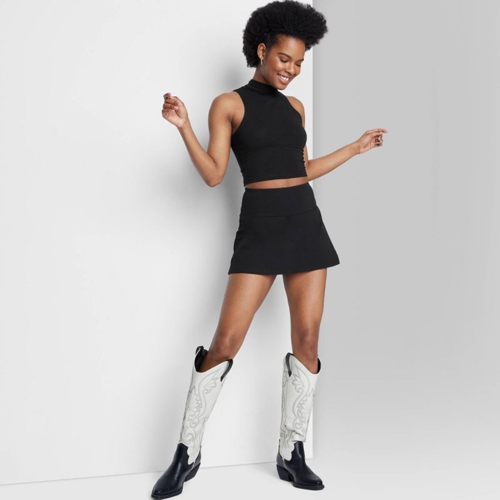 Wild Fable Mock Turtleneck Tiny Tank Top Leisure Mini Skort Target Black